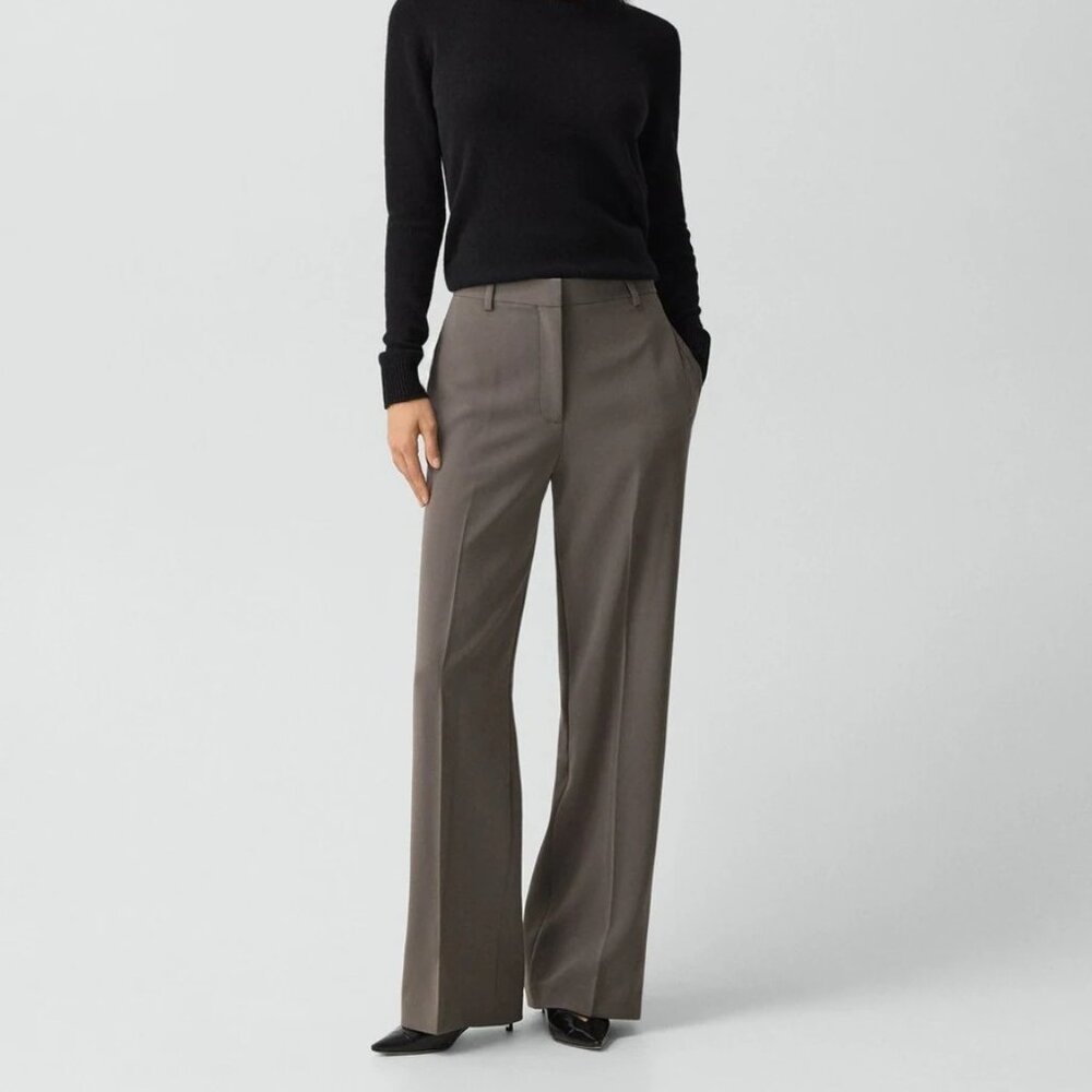 Theory | Wool Gray Straight Leg Trouser Pants 10